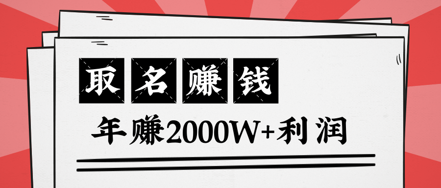 王通：不要小瞧任何一个小领域，取名技能也能快速赚钱，年赚2000W+利润-88项目资源库