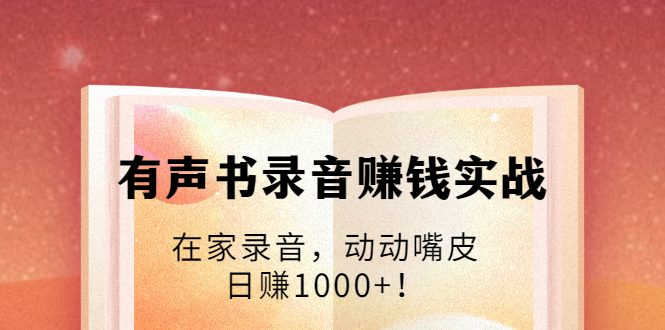 有声书录音赚钱实战：在家录音，动动嘴皮，日赚1000+！-88项目资源库