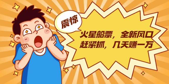 火星船票，全新风口赶紧抓，几天赚一万+摆地摊卖尾货月入一万（5个项目）-88项目资源库