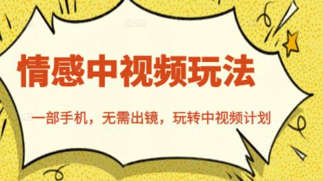 北北情感中视频玩法，一部手机，无需出镜，玩转中视频计划-88项目资源库