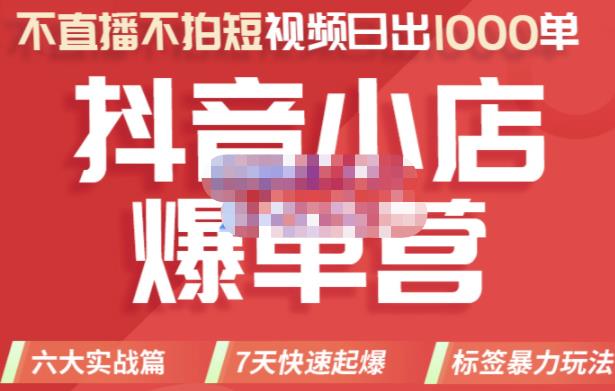 推易电商·2022年抖音小店爆单营，不直播、不拍短视频、日出1000单，暴力玩法-88项目资源库
