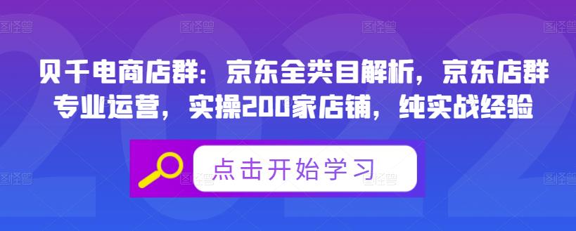 贝千电商店群：京东全类目解析，京东店群专业运营，实操200家店铺，纯实战经验-88项目资源库
