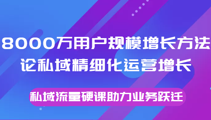 8000万用户规模增长方法论私域精细化运营增长，私域流量硬课助力业务跃迁-88项目资源库