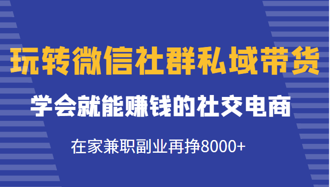 玩转微信社群私域带货，学会就能赚钱的社交电商，在家兼职副业再挣8000+-88项目资源库