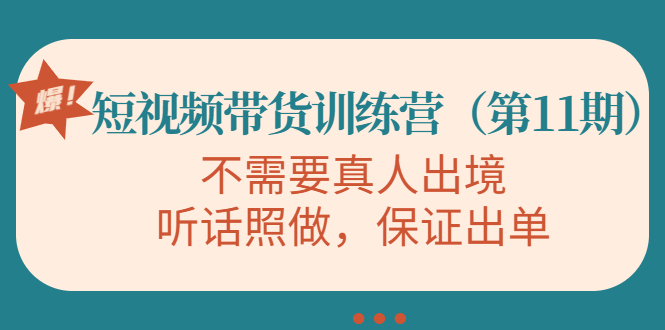 视频带货训练营，不需要真人出境，听话照做，保证出单（第11期）-88项目资源库