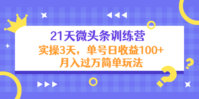 21天微头条训练营，实操3天，单号日收益100+月入过万简单玩法-88项目资源库