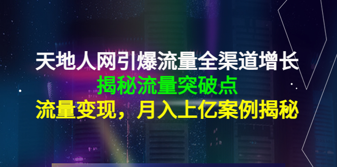 天地人网引爆流量全渠道增长：揭秘流量突然破点，流量变现，月入上亿案例-88项目资源库