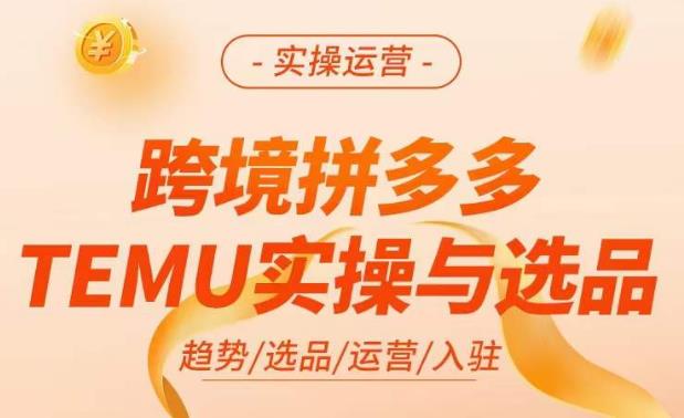 跨境拼多多TEMU实操与选品，​掌握平台运营方法技巧，选品避坑12条标准，爆款的底层思路等-88项目资源库