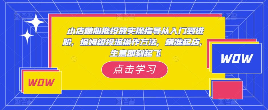 小店随心推投放实操指导从入门到进阶，保姆级投流操作方法，精准起店，生意即刻起飞-88项目资源库