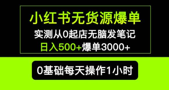 小红书无货源爆单实测从0起店无脑发笔记爆单3000+长期项目可多店-88项目资源库