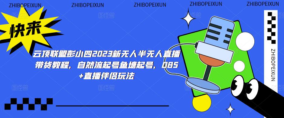 云顶联盟彭小四2023新无人半无人直播带货教程，自然流起号鱼塘起号，OBS+直播伴侣玩法-88项目资源库