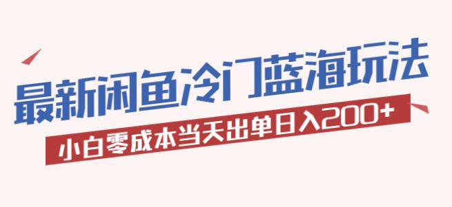 2023最新闲鱼冷门蓝海玩法，小白零成本当天出单日入200+【揭秘】-88项目资源库