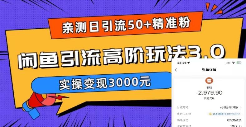 亲测日引50+精准粉，闲鱼引流高阶玩法3.0，实操变现3000元【揭秘】-88项目资源库