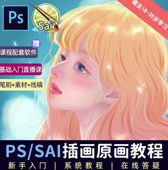 价值1288的原画插画教程零基础CG漫画SAI线稿笔刷手绘画数位板绘视频课程-第一资源库