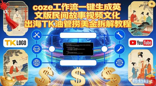 Coze扣子工作流一键生成英文版民间故事视频，文化出海TK油管捞美金拆解教程-88项目资源库