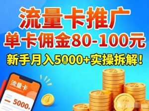 流量卡推广，单卡佣金80-100，新手月入5k+实操拆解！-88项目资源库