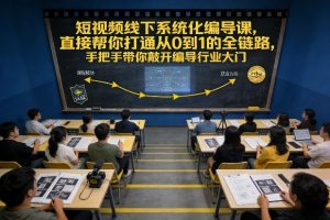 短视频线下系统化编导课，直接帮你打通从0到1的全链路，手把手带你敲开编导行业大门-88项目资源库
