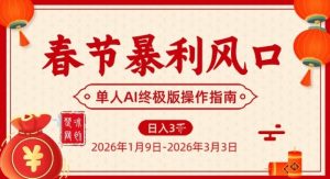 春节暴利风口项目，单人AI落地翻身终极版实操-88项目资源库