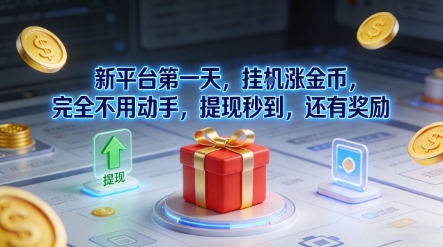 新平台第一天，挂G涨金币，完全不用动手，提现秒到，还有奖励【揭秘】-88项目资源库