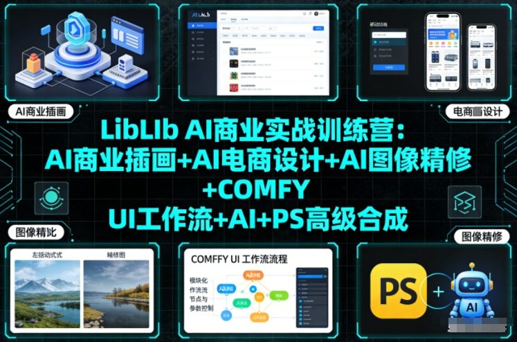 LibLIb AI商业实战训练营：AI商业插画+AI电商设计+AI图像精修+COMFY UI工作流+AI+PS高级合成-88项目资源库