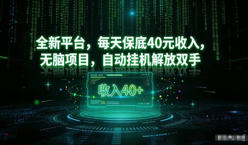 最新看广平台，每天保底30-4米，无脑项目，自动挂G解放双手【揭秘】-88项目资源库