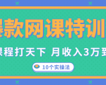 爆款网课特训营，一套课程打天下，网课变现的10个实操法，月收入3万到10万-88项目资源库