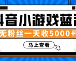 赚钱计划：抖音小游戏蓝海项目，无粉丝一天收入5000+-88项目资源库