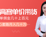 抖音高单价带货项目，一单佣金几十上百元，核心套路月入几十万（共3节）-88项目资源库