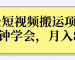 操作性非常强的头条号短视频搬运项目，3分钟学会，轻松月入8000+-88项目资源库