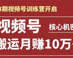 起航哥-第3期视频号核心机密：暴力搬运日入3000+月赚10万玩法-88项目资源库