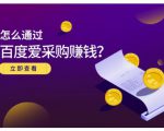 大王·怎么通过百度爱采购赚钱，已经通过百度爱采购完成200多万的销量-88项目资源库