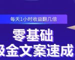 零基础吸金文案速成，每天1小时收益翻几倍价值499元-88项目资源库