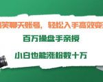 搞笑聊天账号，轻松入手高效变现，百万操盘手亲授，小白也能涨粉数十万-88项目资源库