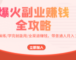 爆火副业赚钱全攻略：实打实演练/学完就能用/全渠道赚钱，带普通人月入３万元-88项目资源库