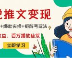 小说推文训练营：引流技巧+爆款实操+矩阵号玩法，百倍效益、百万播放秘笈-88项目资源库