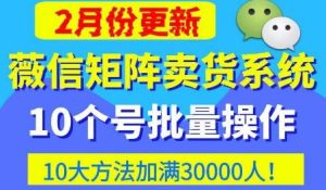 微信矩阵卖货系统，多线程批量养10个微信号，10种加粉落地方法，快速加满3W人卖货！-88项目资源库