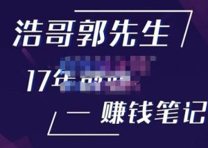浩哥郭先生17年创业赚米笔记，打开你对很多东西的认知，让你知道原来赚钱或创业不单单是发力就行-88项目资源库