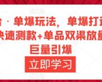 万相台·单爆玩法，单爆打造流程+单品快速测款+单品双渠放量+単品巨量引爆-88项目资源库