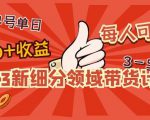 2023新细分领域带货计划：单号单日1000+收益不难，每人可操作3-5个账号-88项目资源库