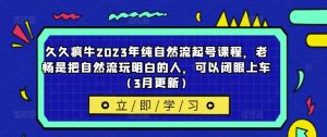 久久疯牛2023年纯自然流起号课程，老杨是把自然流玩明白的人，可以闭眼上车（3月更新）-88项目资源库