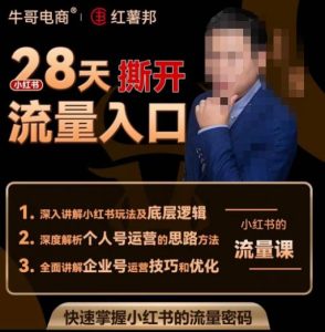 牛哥电商红薯邦28天撕开小红书流量入口，小红书运营系列课，快速掌握小红书的流量密码-88项目资源库