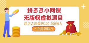 黄岛主·拼多多小网课无版权虚拟项目分享课：起店之后每天100-200收入-88项目资源库