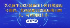 久久疯牛2023最新线上纯自然流起号课程，老杨是把自然流玩明白的人，可以闭眼上车-88项目资源库