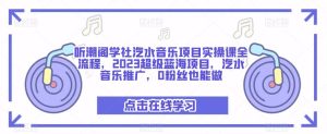听潮阁学社汽水音乐项目实操课全流程，2023超级蓝海项目，汽水音乐推广，0粉丝也能做-88项目资源库