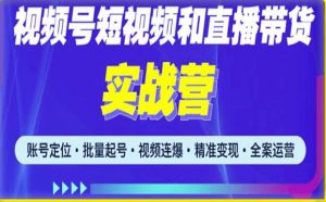 2023最新微信视频号引流和变现全套运营实战课程，小白也能玩转视频号短视频和直播运营-88项目资源库