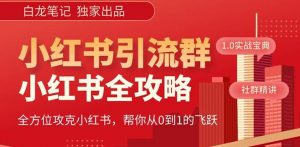 【白龙笔记】价值980元的《小红书运营和引流课》，日引100高质量粉-88项目资源库