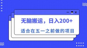 适合在五一之前做的项目，无脑搬运，日入200+【揭秘】-88项目资源库