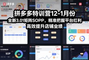 拼多多特训营12-1月份，全新3.01矩阵Sop，精准把握平台红利，高效提升店铺业绩-88项目资源库