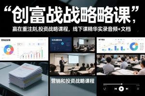 创富战略课，赢在重注时刻，营销和投资战略课程，线下课精华实录音频+文档-88项目资源库
