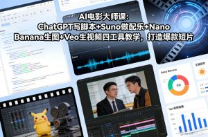 AI电影大师课：ChatGPT写脚本+Suno做配乐+Nano Banana生图+Veo生视频，打造爆款短片-88项目资源库